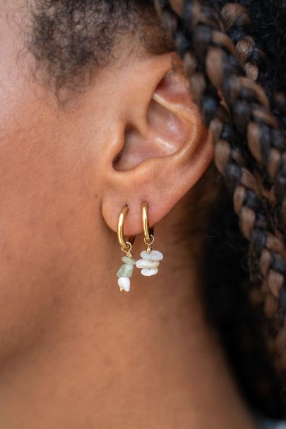 Ocean hoop earrings with mint green stones