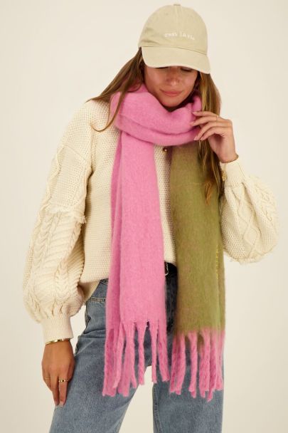Pink scarf with green ombre