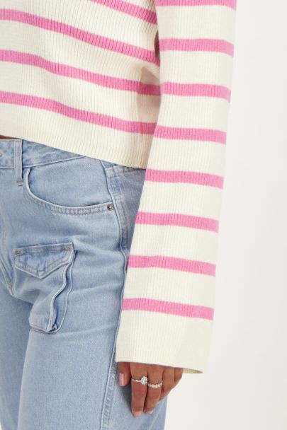 Pink striped top with wide sleeves