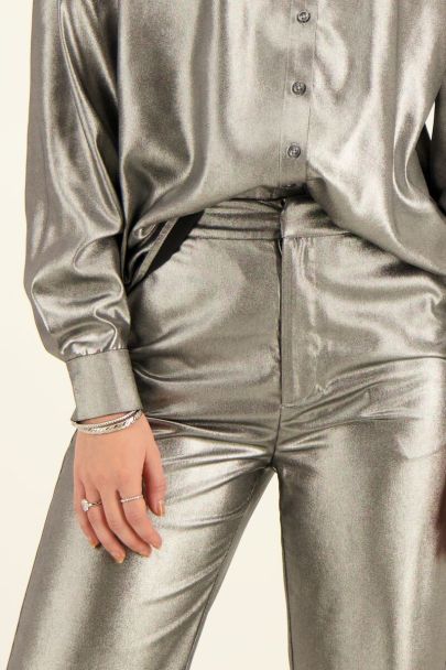 Pantalon métallique argenté