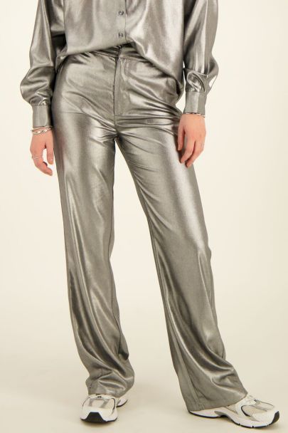 Zilveren pantalon metallic
