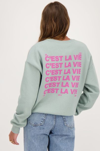 Mintgroene sweater C'est la vie