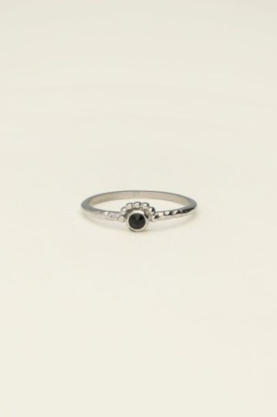 Universe ring with small black rhinestone | My Jewellery