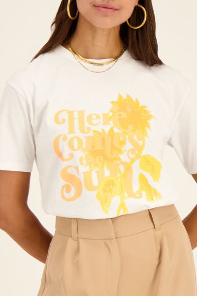 T-shirt blanc Here comes the sun