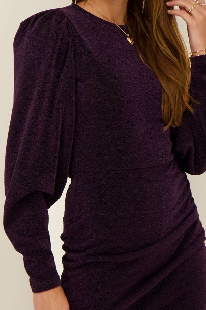 Robe violette drapée en lurex