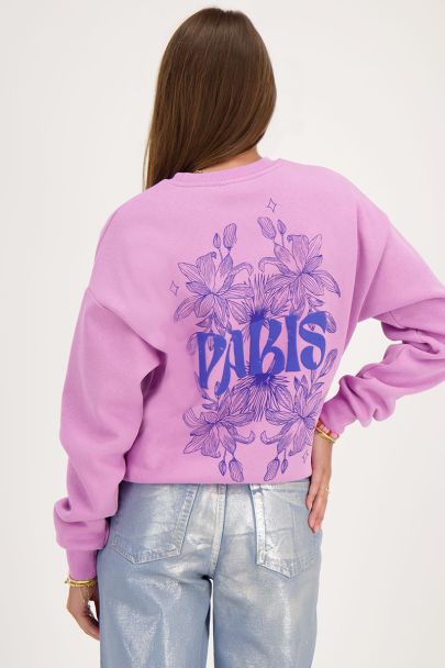 Purple sweatshirt Paris with flowers