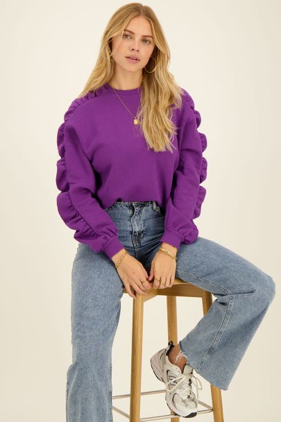 Purple sweater with ruffled sleeves