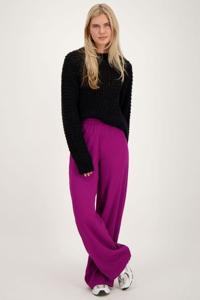 Purple wide-leg trousers with texture