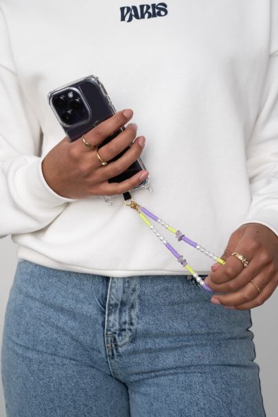 Purple phone cord with pearls 