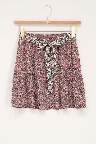 Bohemian print skirt with belt