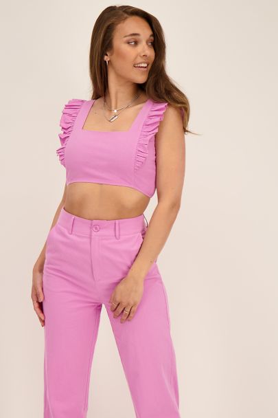 Light pink cropped top with ruffles