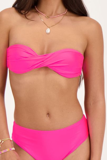 Roze glanzende bikini top met twist