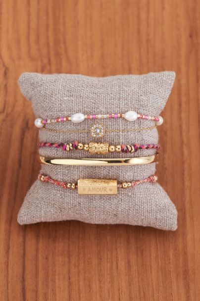 Souvenir roze armbanden set met parels