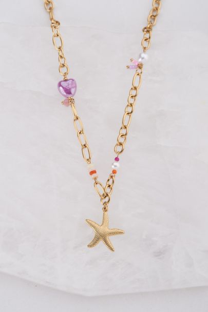 Ocean chain necklace with beads & starfish