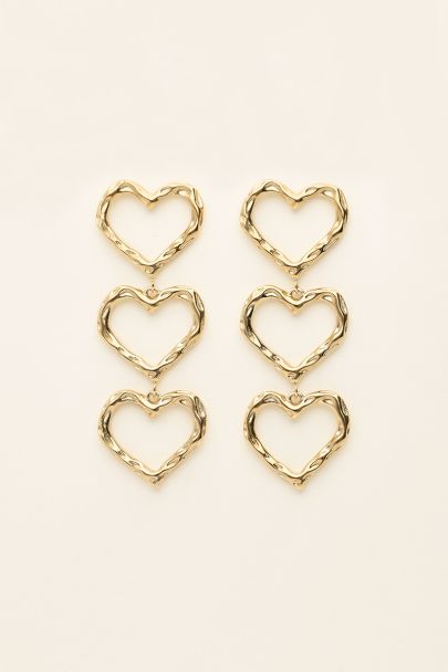Statement earrings with 3 structured hearts | My Jewellery