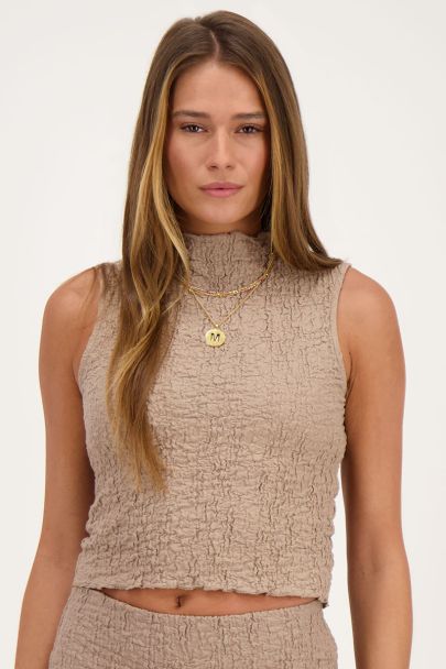 Taupe sleeveless top bubble