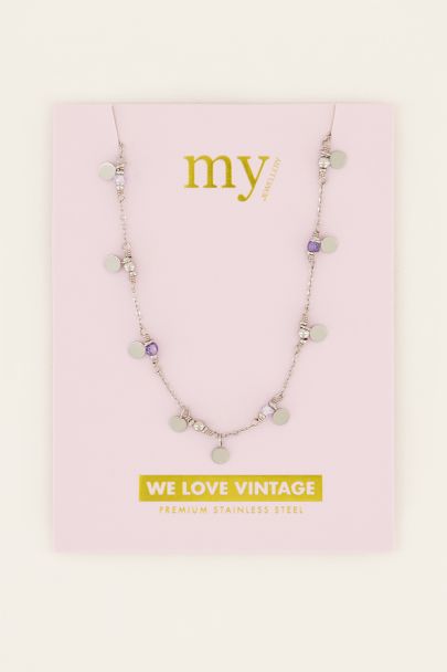 Vintage necklace with lilac beads & coins