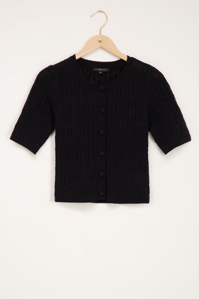Black button down cable knit cardigan 