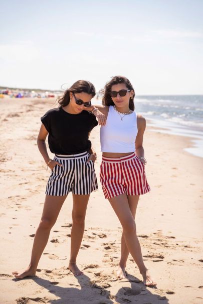 Black-white striped shorts 