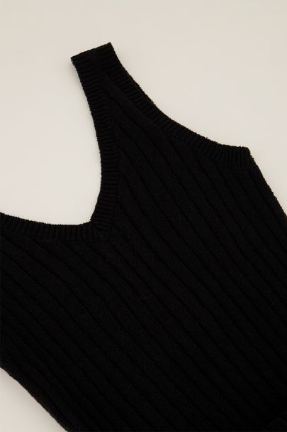 Zwarte bouclé maxi jurk met split