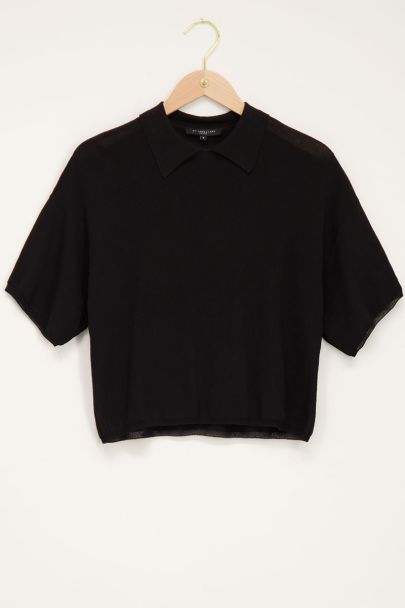 Black loose fit polo shirt