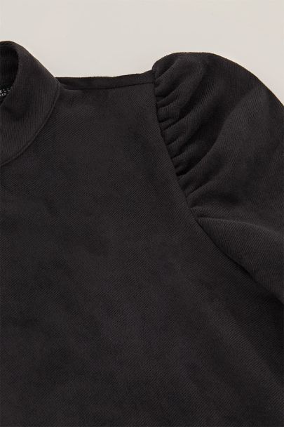 Black top with pleated sleeves