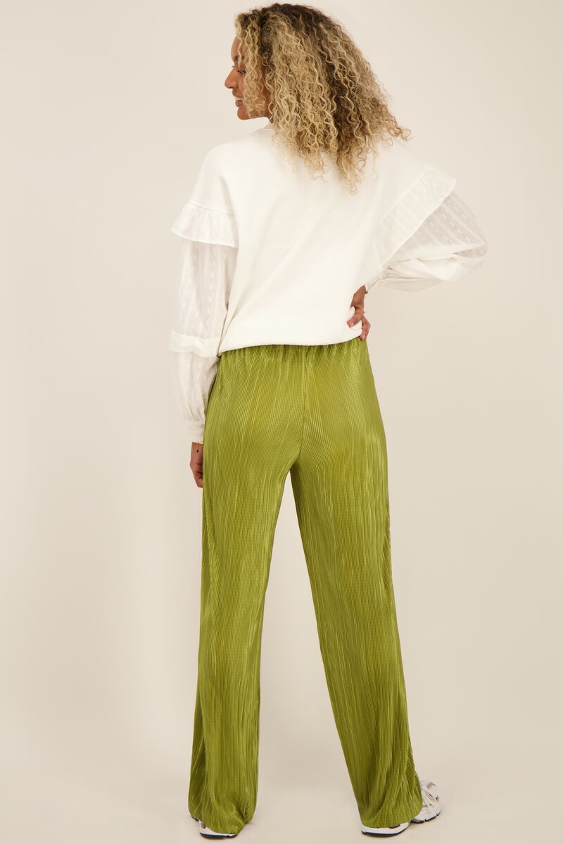 Olive green pleated trousers